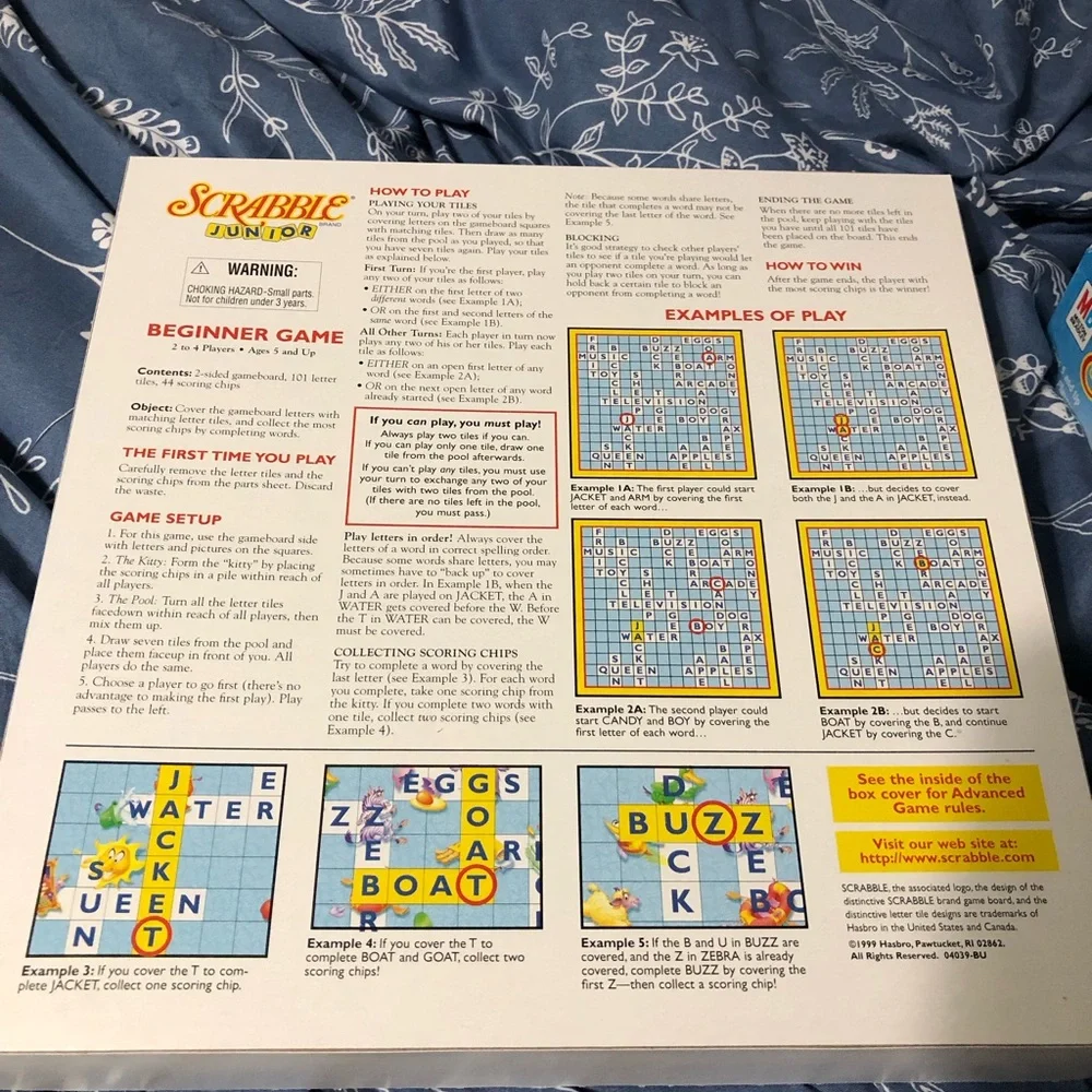Scrabble Junior First Crossword Game - Milton Bradley‎ 1999 Never Used.